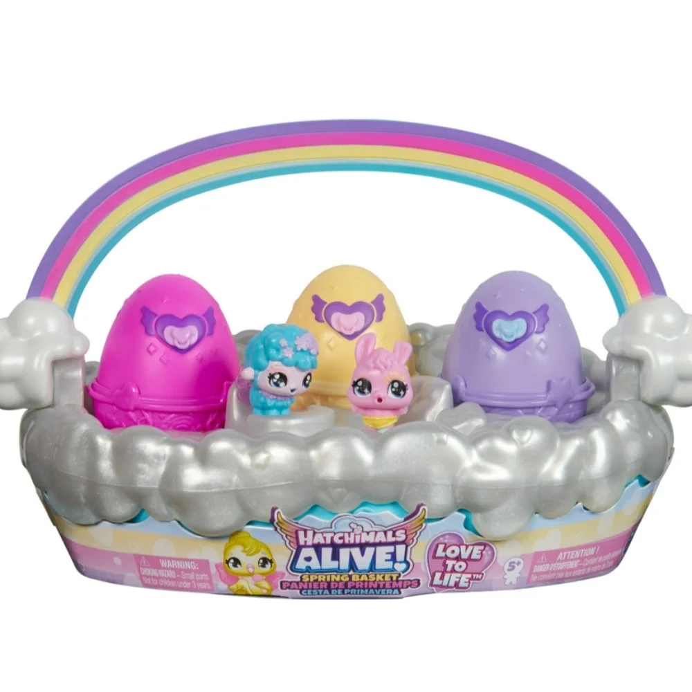 Hatchimals Alive Spring Basket with 6 Figures, 3 Self-Hatching Eggs NWT